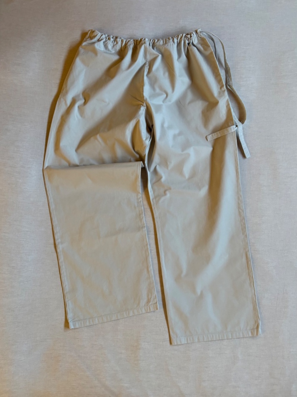 Apuntob Wide Leg Drawstring Waist Cotton Trousers